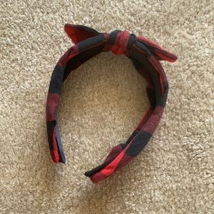 Buffalo Plaid Red & Black Fabric Bow Headband